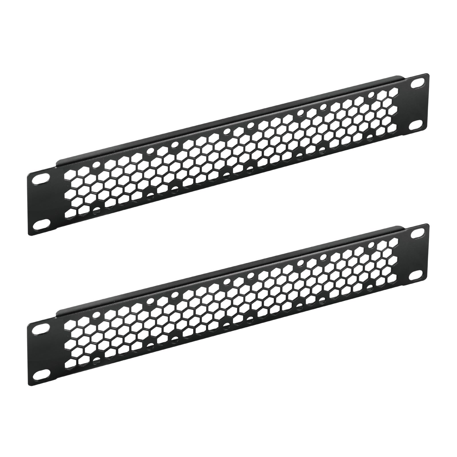 Photo 1 of Tecmojo 2 Pack Vented 1U Blank Rack Mount Panel, Steel Patch Panel Filler for 10" Server Rack, Network Cabinet, Data Center, Home Labs, Black