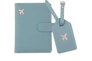 Melsbrinna Rfid Passport Holder for Travel women/Men Set Travel Suitcase Tag, Cute Passport Wallet Rfid Blocking Card Slots, Rfid Passport Cover/CaseTravel Wallet (Green1)