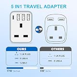 Loydia UK to US Plug Adaptor 5 in 1 with 3 USB & USB C Ports 2500W view 2