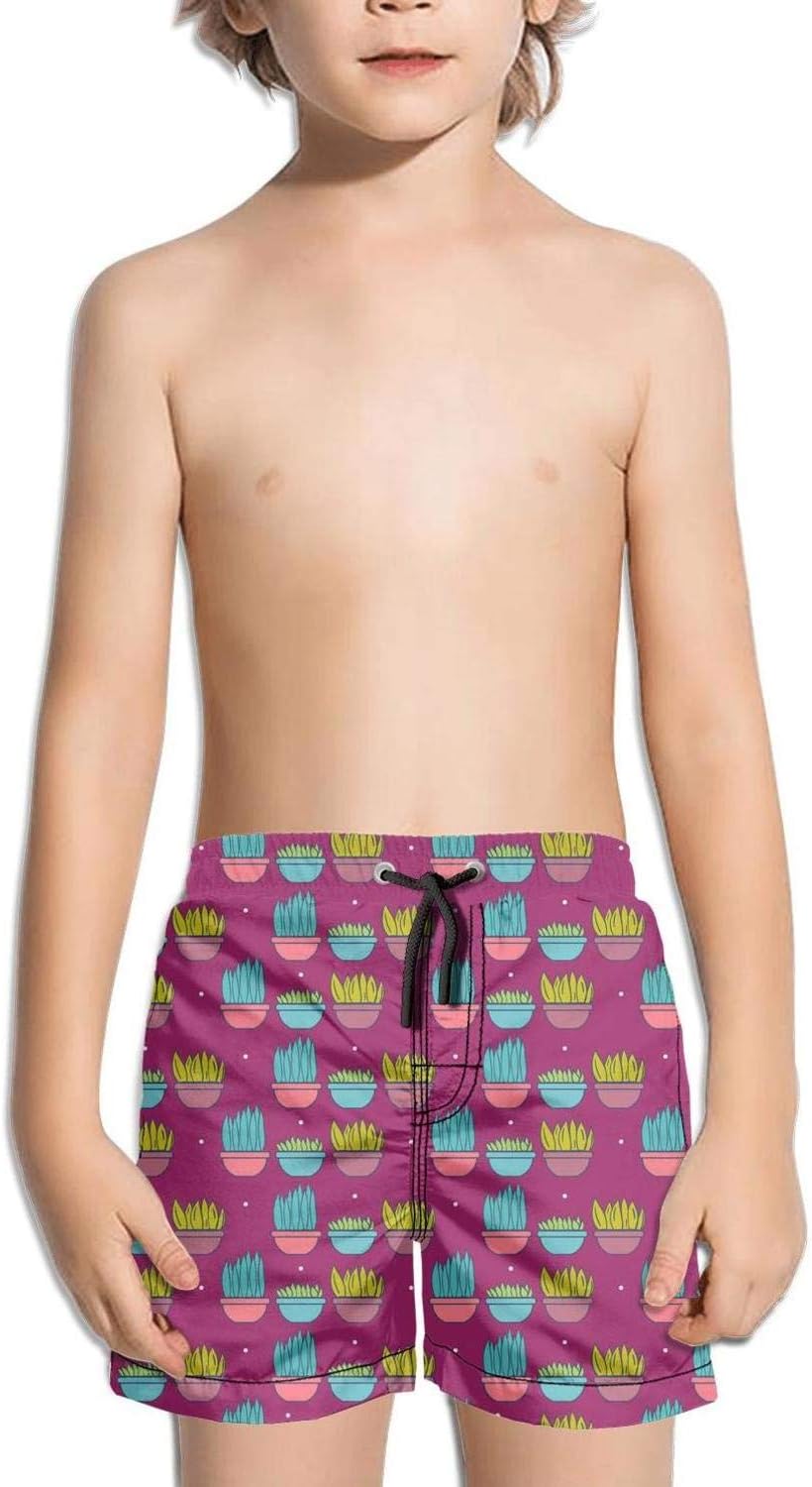 Calif Sports Cute Potted Plants Boys Colorful Swim Trunks Loose fit Board Shorts