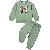 ESHOO Toddler Girl Clothes 2 Piece Leopard Outfits Long Sleeve Sweatshirt Pants Tracksuit Fall Winter Clothing Set 2-7T