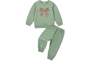 ESHOO Toddler Girl Clothes 2 Piece Leopard Outfits Long Sleeve Sweatshirt Pants Tracksuit Fall Winter Clothing Set 2-7T