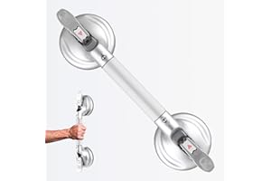 Daren Medical 15-Inch Shower Handle - Upgraded Grab Bar with Strong Suction Cups for Bathtub & Shower Safety, Ideal for Seniors, Elderly, Disabled -Silver