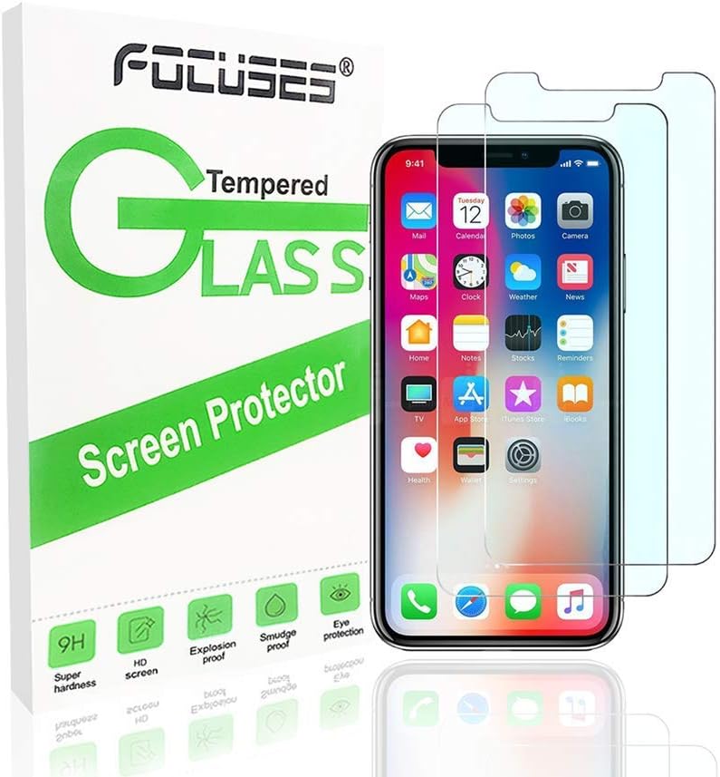 Focuses iPhone X/XS 11 Pro Screen Protector, Anti Blue Light Screen Protector [ Eye Protect ] [ Touch Screen Accuracy ] [Bubble Free] Tempered Glass for Apple X/XS 11 Pro [2 Pack]