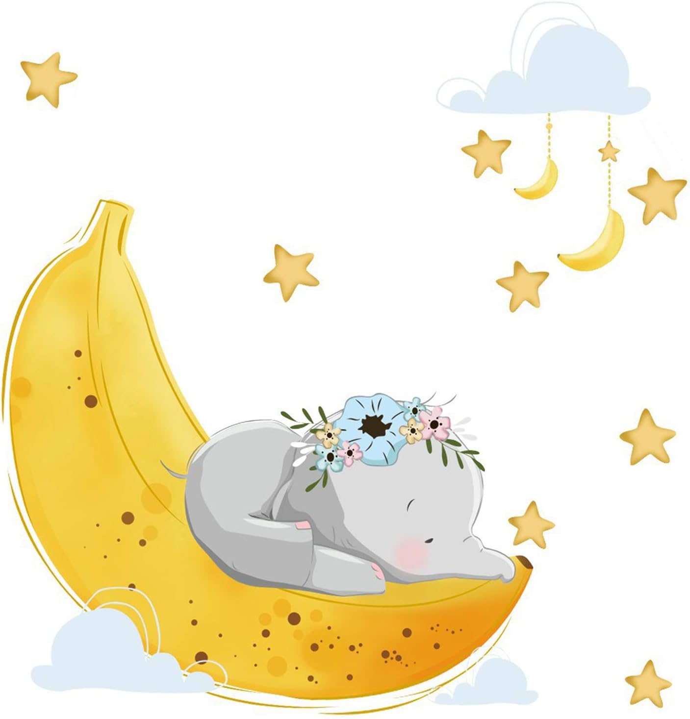 Amazon Mascare 空飛ぶゾウ 壁用デカール 雲と月 星 壁ステッカー ダンボ 壁アート 装飾 子供 寝室 ベビー 保育園 取り外し可能 ホーム背景 デコレーション ウォールステッカー オンライン通販