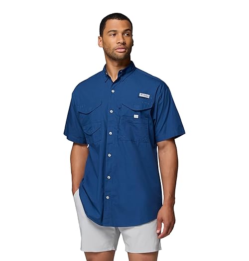 Columbia Mens PFG Bonehead Short Sleeve Fishing Shirt, Carbon, 6X