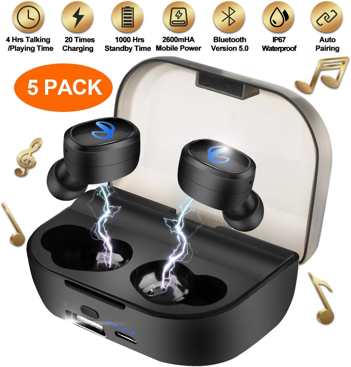 Wireless Earbuds with Charging Case,Bluetooth Earbuds with Mic for