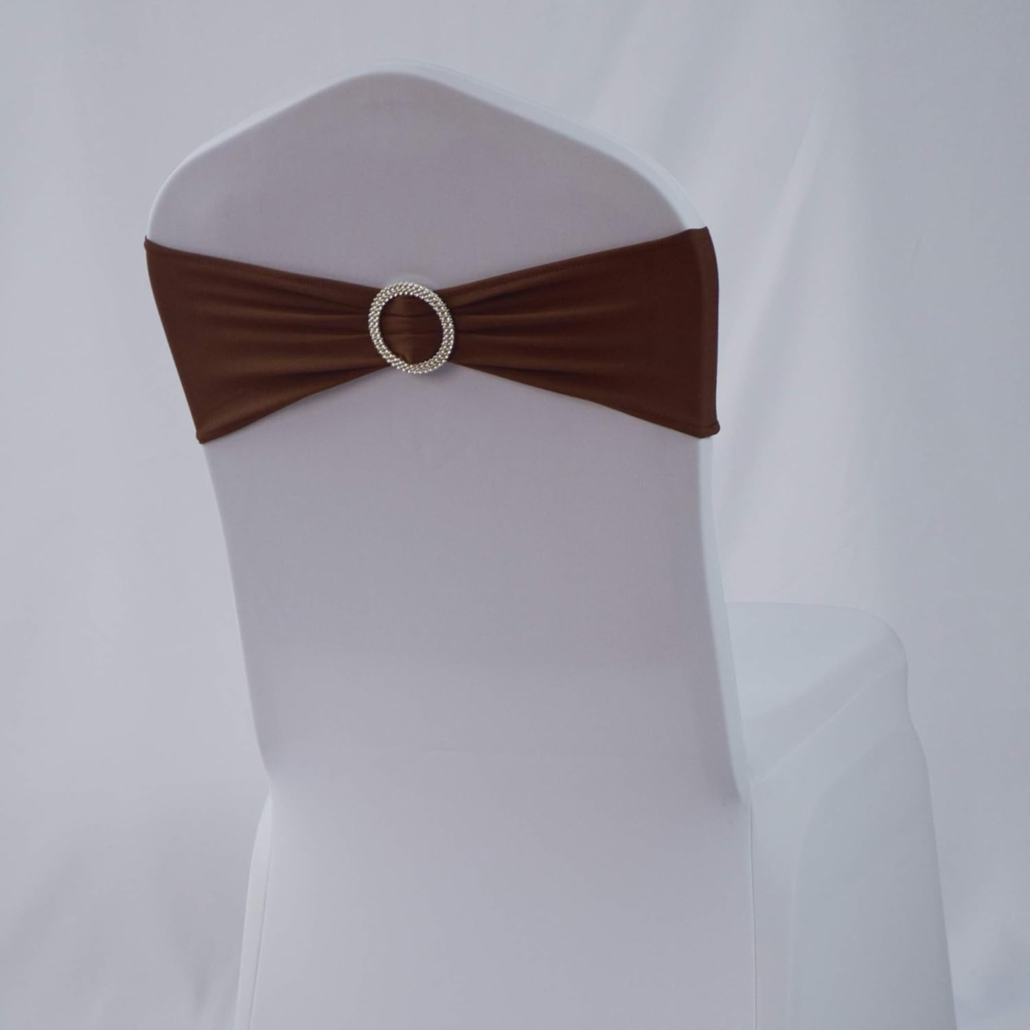 Gelozed 10 PCS Spandex Stretch Chair Sashes Bows for Wedding Reception- Universal Elastic Chair Cover Bands with Buckle Slider for Banquet Party Event Decorations Dark Coffee Sashes (Dark Coffee, 10): Kitchen & Dining