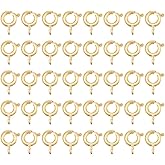 Hobbspring 40Pcs Spring Ring Clasps 7.5x5mm 18K Gold Plated Spring Clasps Brass Round Clasps Open Ring Jewelry Spring Clasp Jewelry Connector Clasps for Brecelet Neckalce Jewelry DIY Craft Making