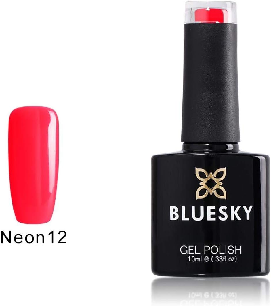 Bluesky Gel Nail Polish, Shocking Pink Neon12, 10 mlBright, Bright Pink, Neon, Pink, Long Lasting, Chip Resistant, 10 ml (Requires Drying Under UV LED Lamp)
