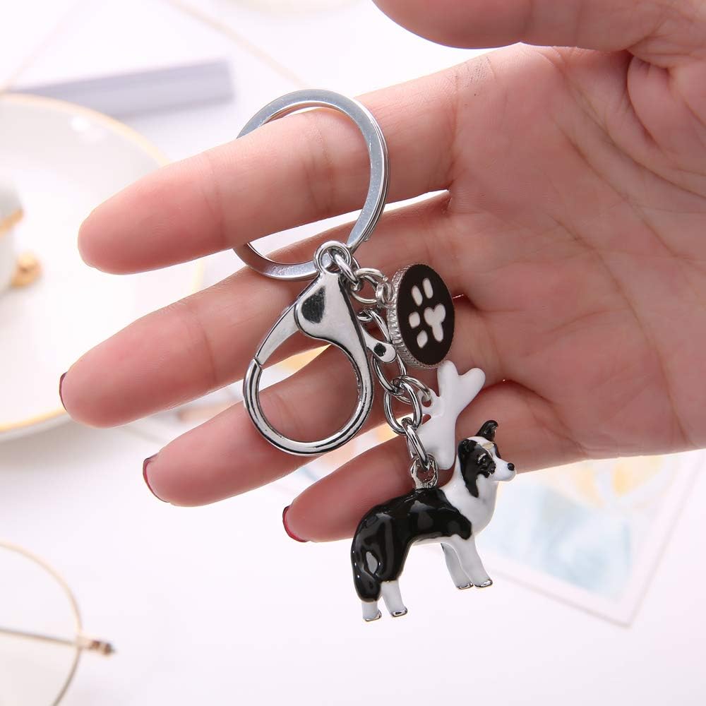 Bbeart® Hund Schlüsselanhänger – Metall-Keychain Border Collie Design, 35x28 Mm, Persönliches Geschenk