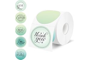 Starziwen 500 Labels/Roll 2" Round Gradient Green Thermal Labels, Self-Adhesive Circle Thermal Sticker for Logo, Thank You, S