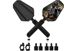 SCERYMO Adventure Motorcycle Mirrors, Foldable Motorbike Rear View Side Mirror W/Ball-Head Universal 10MM 8MM Screw and 7/8" Handlebar for ATV ADV Street Dirt Bike Ebike Scooter Quad Off-Road-Motorcycles