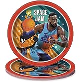Unique Industries Space Jam Round Dinner Plates Disposable Paper - 9" (8 Ct) | Perfect for Fans & Celebrations