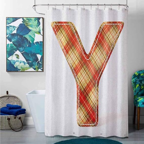 SKDSArts - Cortinas de Ducha de Tela Gris con Letra Y, diseño clásico