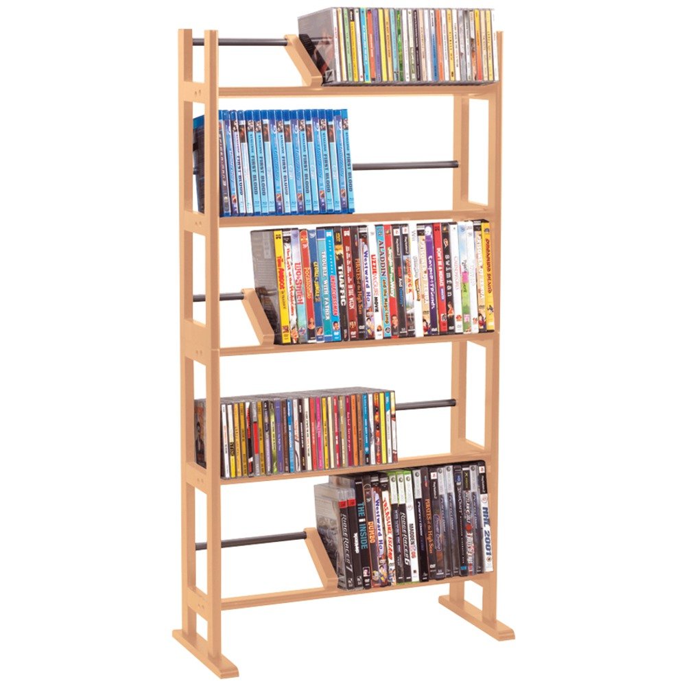 Media Storage Shelf Stand Closet Wood Dvd Games Tower Organizer
