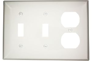 Leviton 80721-W 3-Gang 2-Toggle 1-Duplex Device Combination Wallplate, Standard Size, White