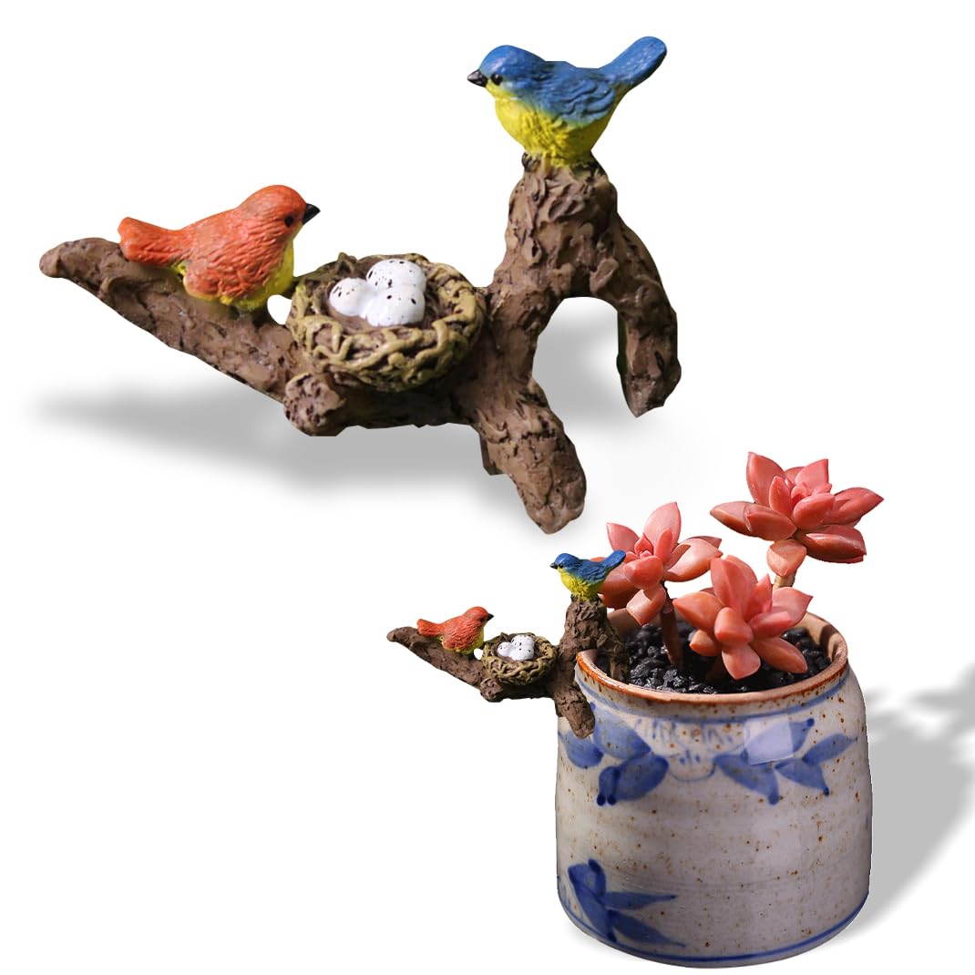 DIYBravo Resin Bird Statues Miniature Birds Figurines for Garden Decorations Mini Birds Sculpture for Indoor Outdoor Fairy Animal Ornaments for Micro Landscape Yard Lawn Decals (A)