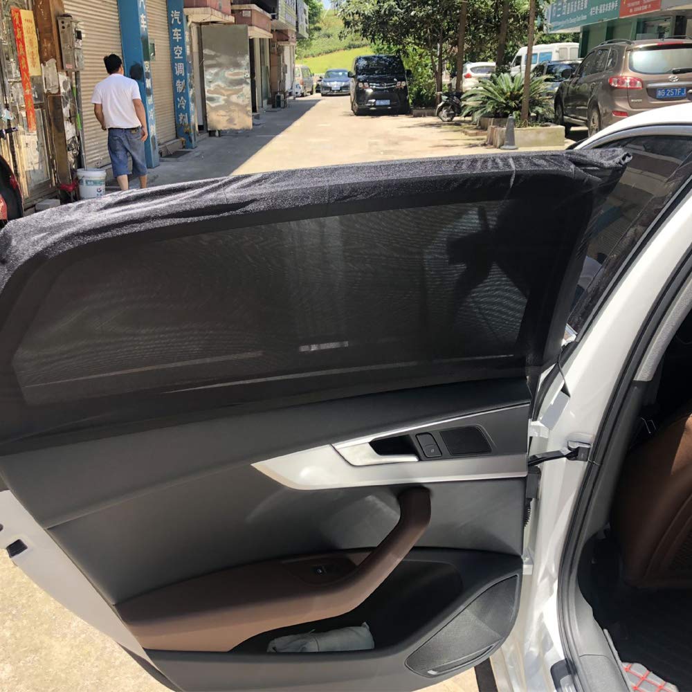 FICBOX 2Pack Car Side Window Shade Universal Sunshades Breathable Mesh Shield Protect Baby Pet from Sun\'s Glare & Harmful UV Rays Stretchable Fit for All Vehicle