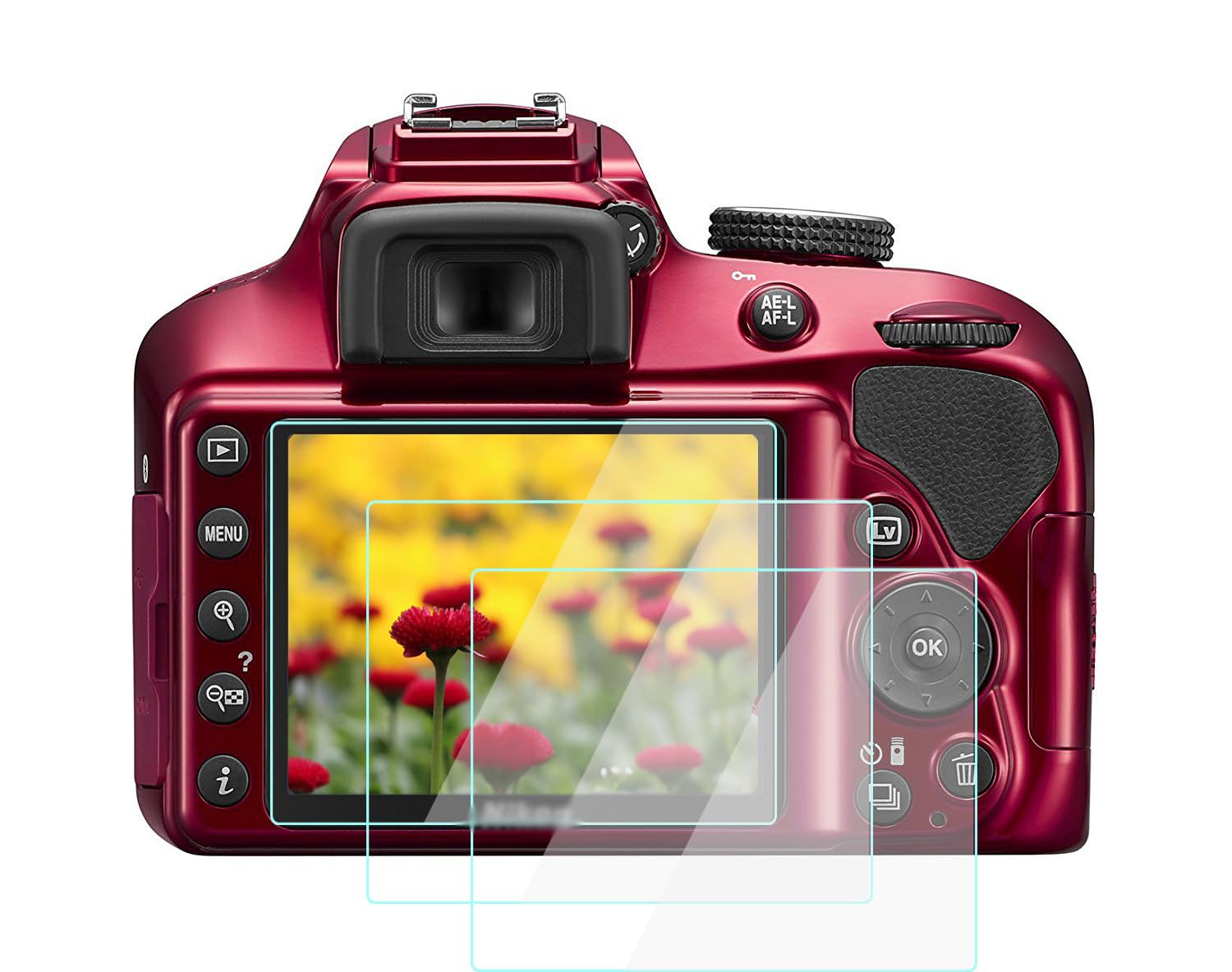 Komet D3500 Screen Protector for Nikon D3500 D3400 D3300 D3200 & Compatible for Canon SX530 SX540 Camera, 9H Tempered Glass 3-Pack