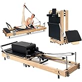 Airlithe Foldable Wooden Pilates Reformer for Home, 70+ Guided Workouts | Reformer box, foot board, jump board, 360-degree wheels, non-slip feet, supports rehabilitation and physiotherapy