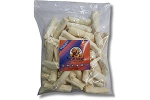 FRESH FARMS 50 Units per Pack Natural Rawhide 5-6" Rolls Value Pack: One Single Layer Premium Cut Rawhide Dog Chews Long Lasting, NO Small Pieces, Aggressive chewers. No preservatives, Perfect Natural Dog Care.