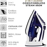 Tower 2400W Corded or Cordless Steam Iron Ceramic Soleplate view 2