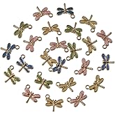 hobbyhub 40 Pcs 4 Styles Colorful Dragonfly Charms,3D Animal Charms for Jewelry Making,DIY Crafts Decor