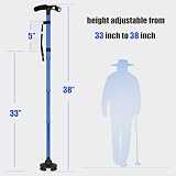 RUNZI Folding Cane with LED Light Adjustable 53in to 25in Blue view 4