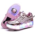 Nsasy Kids Roller Shoes Boy Girl Sneakers with Wheels Become Sport Sneaker with Led for Christmas Birthday Children Show Gift