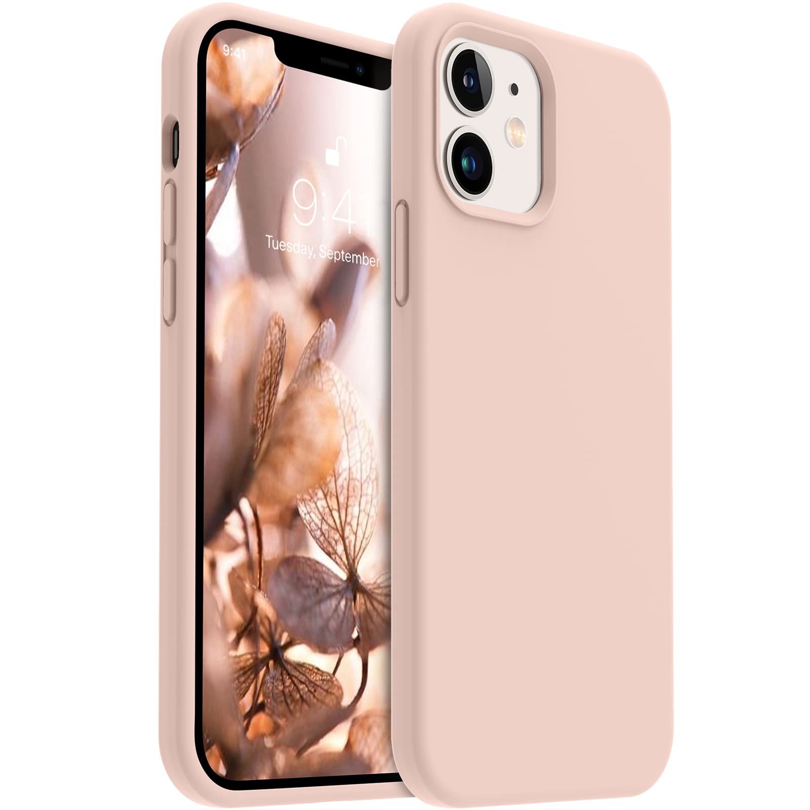 AOTESIER Compatible with iPhone 12 and iPhone 12 Pro Case 6.1 inch,Silky Touch Premium Soft Liquid Silicone Rubber Anti-Fingerprint Full-Body Protective Flexible Bumper Case (Pink)