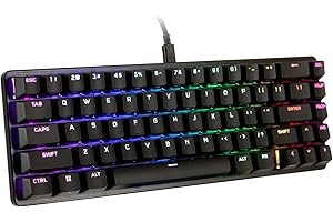 TIETI Wired Mechanical Keyboard,RGB Backlit Ultra-Compact 65% Layout 67Keys Gaming Keyboard,Hot Swappable Keyboard,Gateron Red Switch