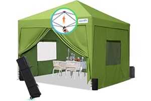Quictent Privacy Pop up Canopy Tent with Sidewalls and Roll-up Ventilated Windows, One Person Setup, Ez Outdoor Commercial Gazebo Shelter Enclosed Waterproof, Bonus 4 Sandbags (Green, 10x10ft)
