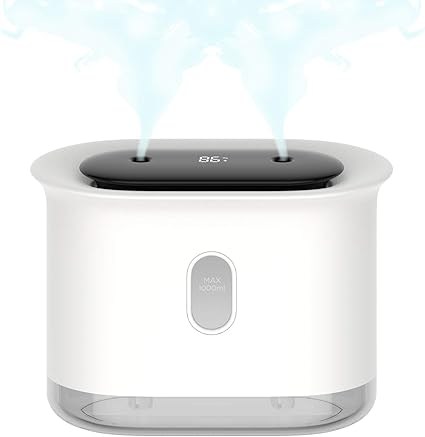 Amazon 加湿器 卓上ミニ加湿器 持ち運び便利 最新ダブルノズル 充電式 加湿器 超音波式 超静音 小型 1000ml大容量 長時間連続加湿 Ledライト 車用加湿器 空気清浄 おしゃれ 空焚き防止 部屋 車載 オフィス 携帯 ウイルス対策 乾燥防止 花粉症対策 デジタル表示 Fylamy