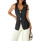 Mina Self 2025 Womens Summer Sleeveless Vest Tops Breasted V Neck Casual Work Slim Outwear Suit Jacket.