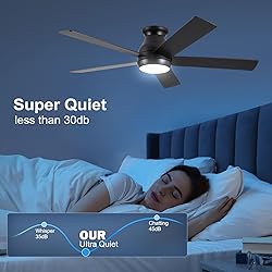 POCHFAN 52 Inch Black Ceiling Fans with Lights and