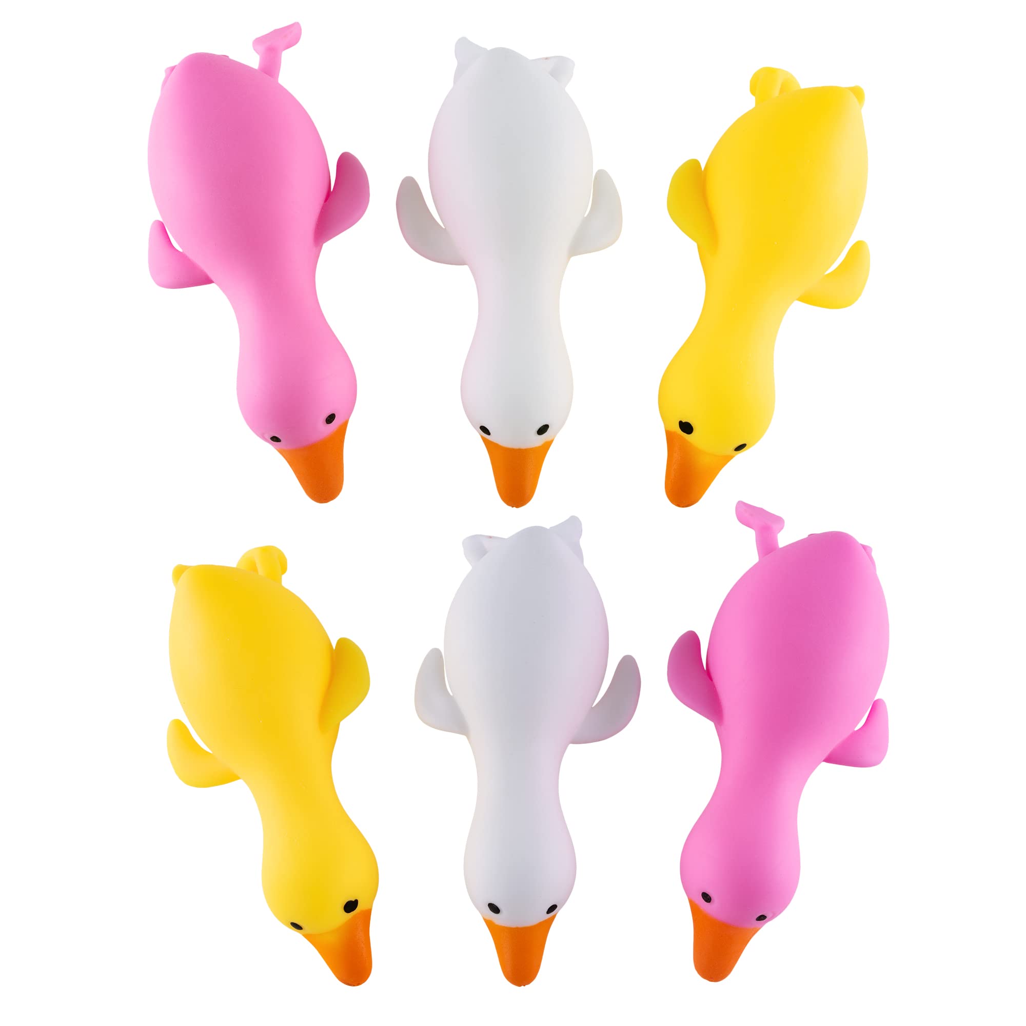 Super Z Outlet Stress Relief Squeezing Rubber Jelly Ducks for Kids and Adults - Anti-Stress, Help Anxiety and Improve Focus, ADHD Sensory Toys Gift Set for Classroom Prize, Party Goodie Bag (6 Pack)