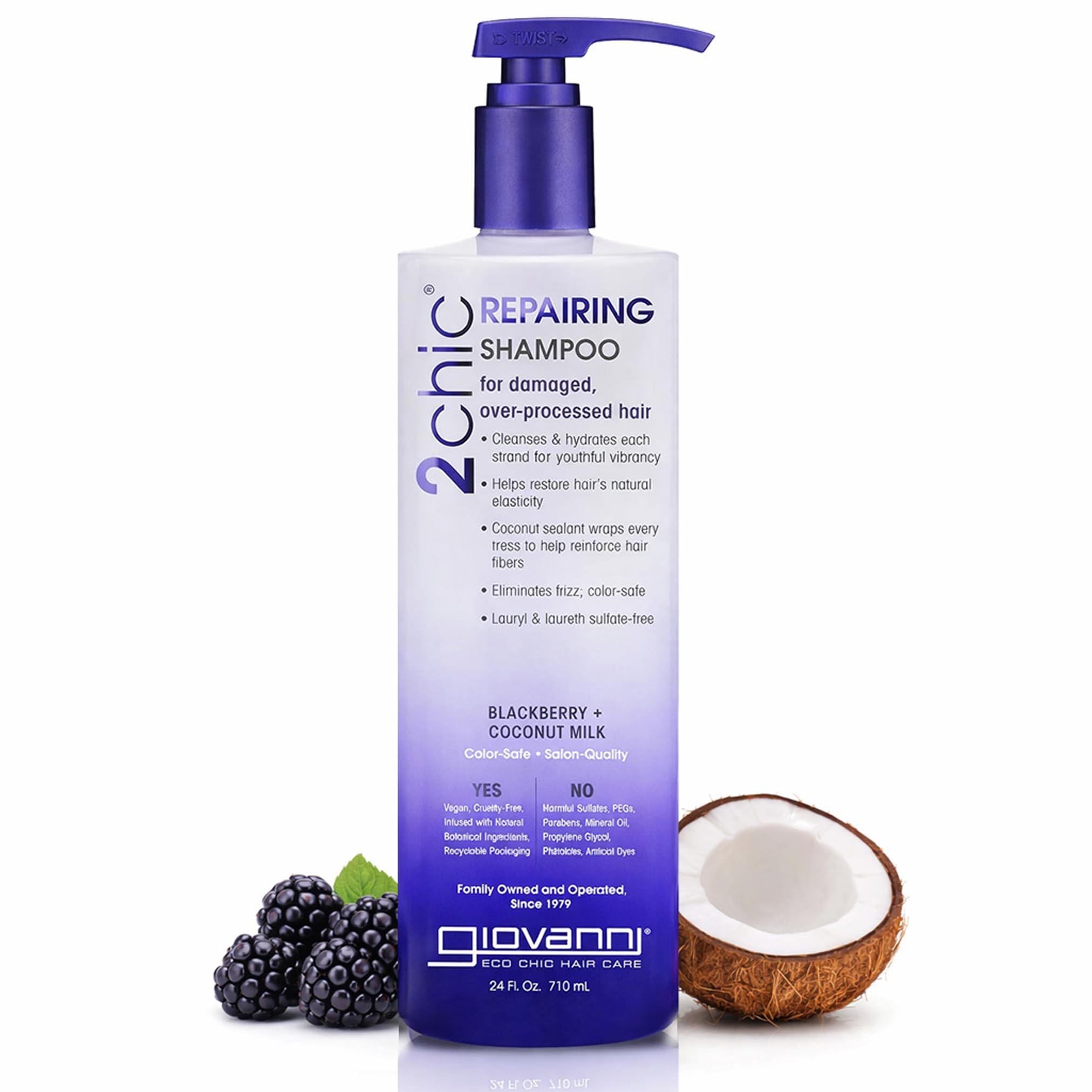 GIOVANNI 2chic Blackberry & Coconut Milk Repairing Shampoo, 24oz
