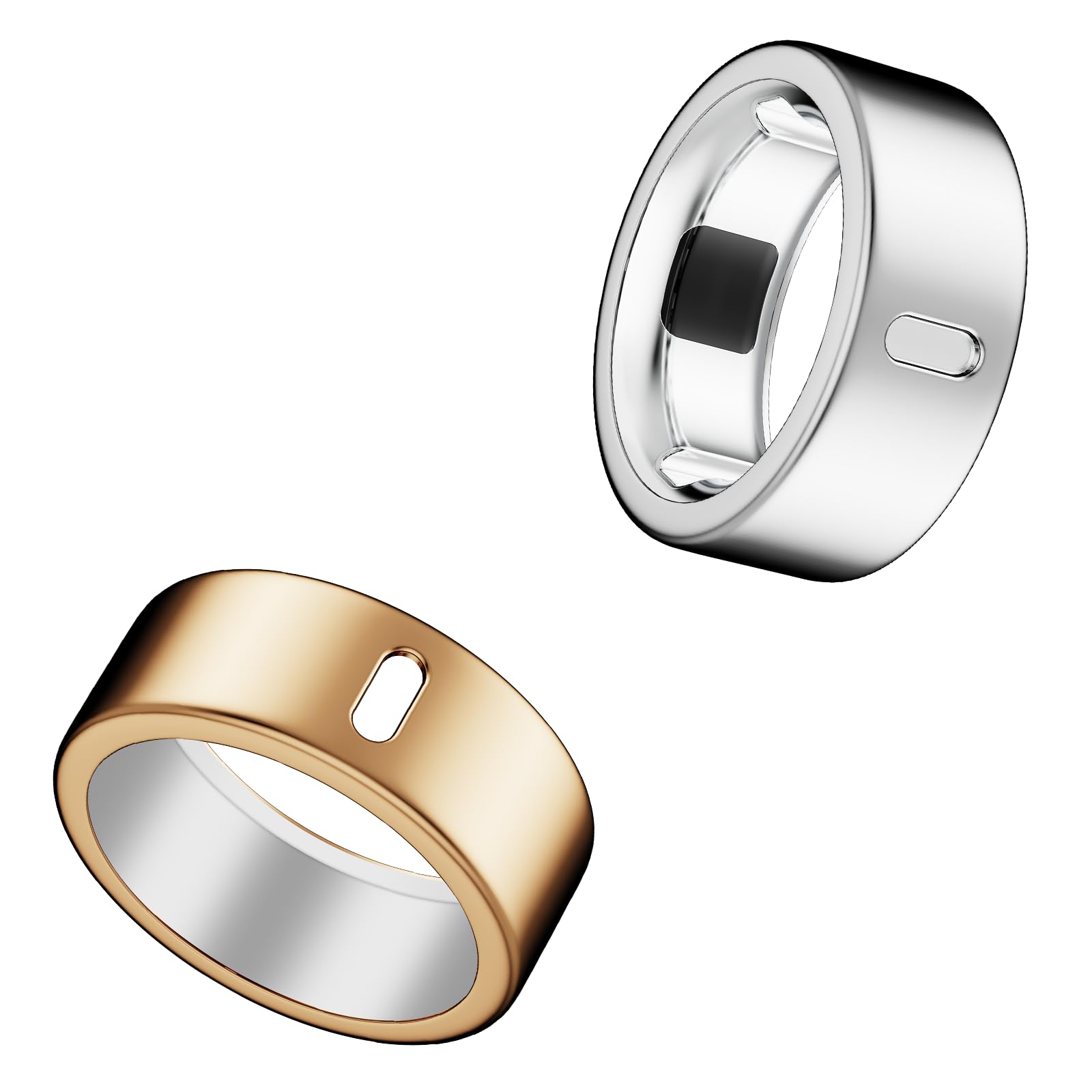 Cover Compatible for Oura Ring Gen 4/Gen 3 Horizon/Gen 3 Heritage,(NOT Compatible with Oura Ring 4-Ceramic), Charging Directly,Rugged TPU Finger Protector for Workout Women Men-Silver+Rosegold-Size 13