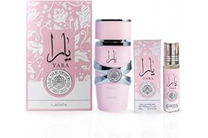 Lattafa Yara 2-piece Fragrance Bundle for Women (3.4 Oz Eau de Parfum Spray + 0.34 Oz Concentrated Perfume Oil)
