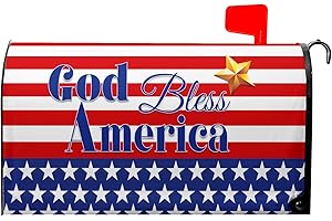 KCOZYDECOR 4th of July God Bless America Patriotic Mailbox Covers Magnetic Standard Size 18" X 21",American Stars Stripes Mailbox Wraps Post Memorial Day Letter Box Cover for Holiday Garden Yard Decor