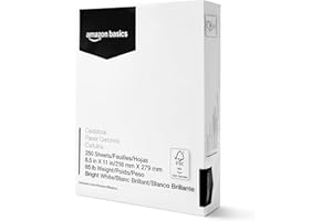 Amazon Basics Cardstock Paper, 8.5" x 11", 65 lb/176 gsm, 96 Bright, White, 250 Sheets