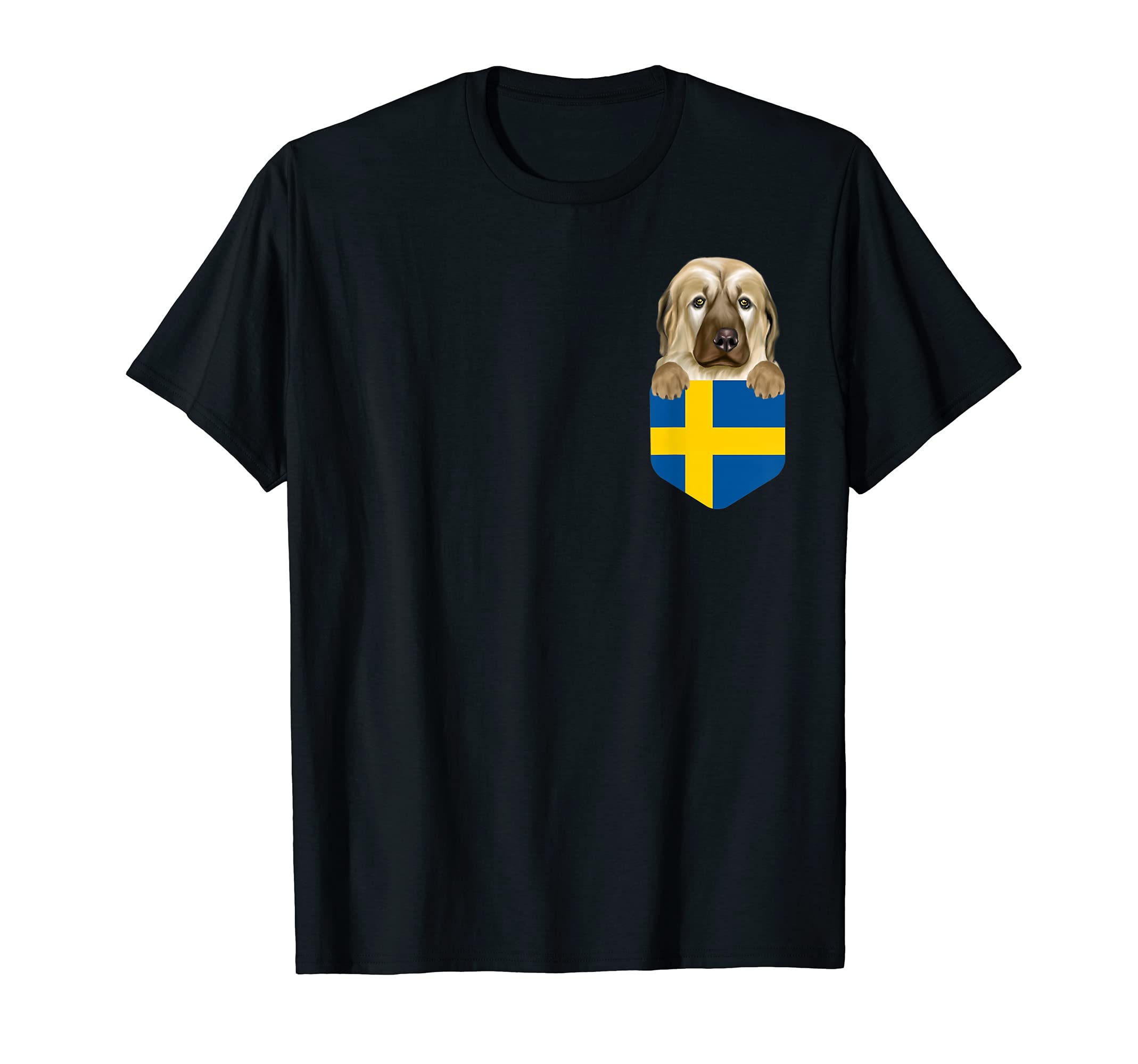 Sweden Flag Anatolian Shepherd Dog Dog In Pocket T-Shirt