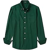 LucMatton Men's Lightweight Oxford Long Sleeve Button Down Shirt Business Casual Slim fit Dress Shirts with Pocket