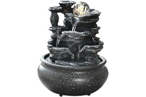 Generic Indoor Waterfall Fountain Tabletop Fountain Water Pump Decoration Water Fountain with Scene Light for Housewarming Fa