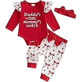 Bonangber Newborn Baby Girl Valentines Day Outfit Cute St Patricks Day Outfit Ribbed Long Sleeve Romper Bodysuit Pants Set