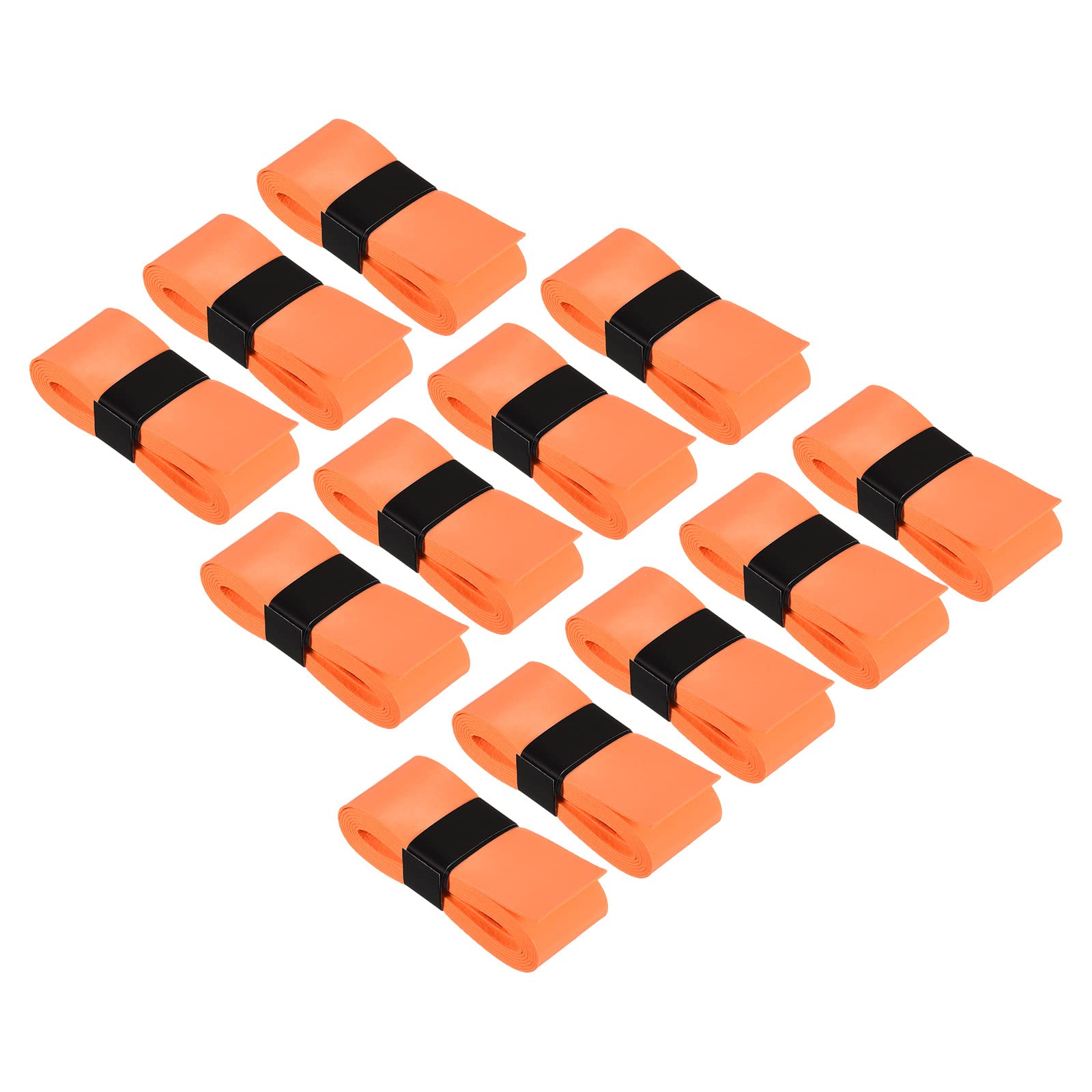 PATIKIL 43.3" Tennis Racket Grip Tape, 12 Pack PU Overgrip Stretchy Non-Slip Absorb Sweat for Badminton Fishing Rod, Orange