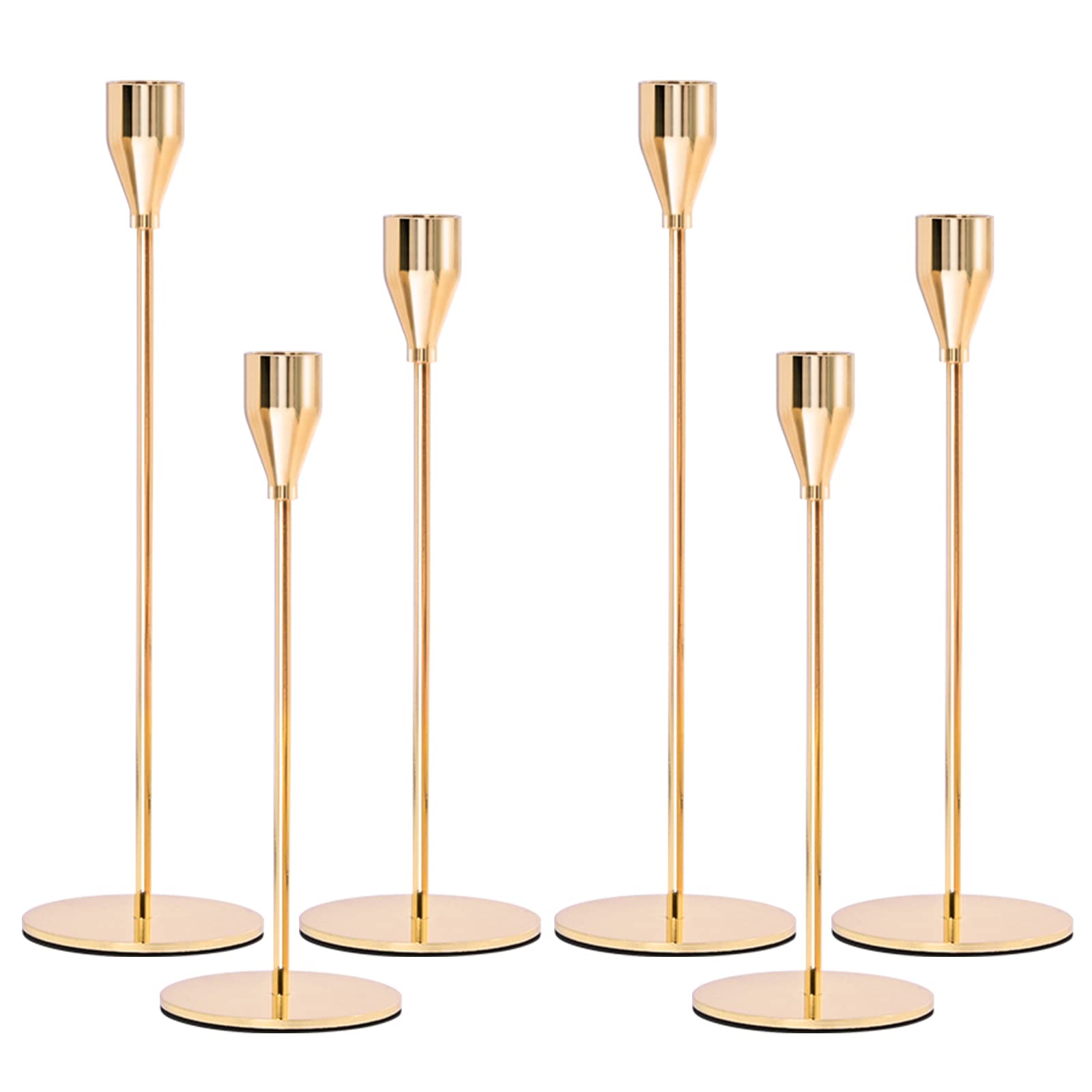 Gold Candle Holders Set of 6,Candlestick Holders Metal Tall Candle Stand for Taper Candles Candle Holder Fits 7/8 Inch Thick Candle for Wedding, Living Room, Dinning Decorations(Gold)