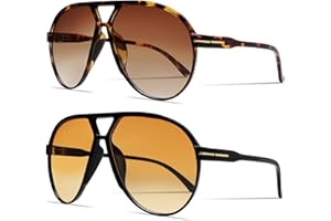 GUVIVI Retro Aviator Sunglasses for Women Men Oversized Classic 70s Vintage Trendy Tangle Free Square Aviators Sun Glasses