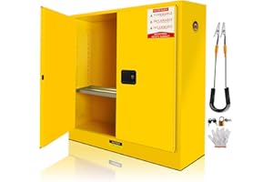 KQZZIV Flammable Safety Cabinet for Combustible Liquid Storage, Heavy-Duty Fireproof Steel Chemical Storage Cabinet with Lock, FM Compliant – Multiple (43" W x 18" D x 44" H)